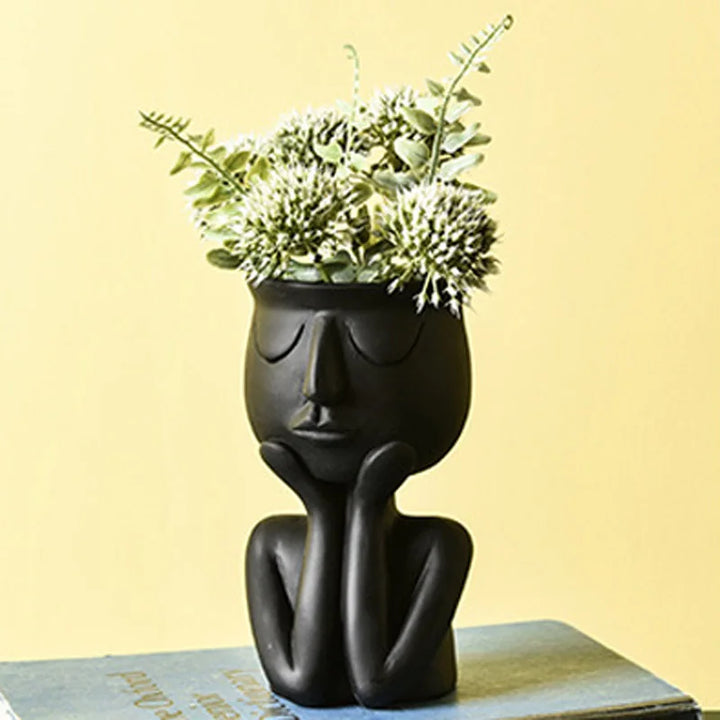 Human Face Resin Flower Pot