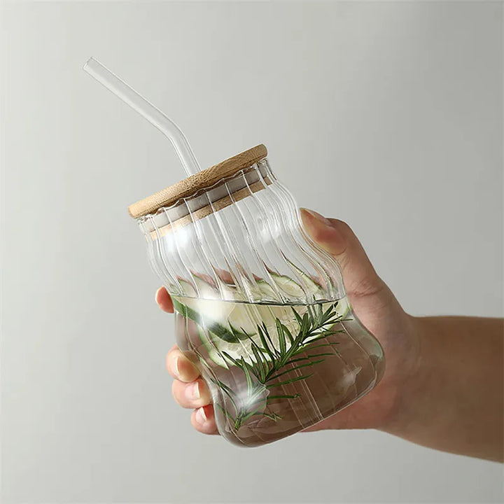 500ml Glass Cup With Lid and Straw Transparent Bubble Tea Cup Juice Glass Beer Can Milk Mocha Cups Breakfast Mug Drinkware