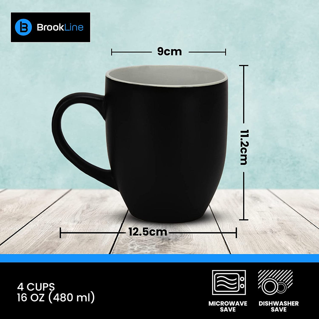 Brookline Ceramic Coffee Mug 16OZ - Tea Mug with Handle, Espresso Cups Pack of 4