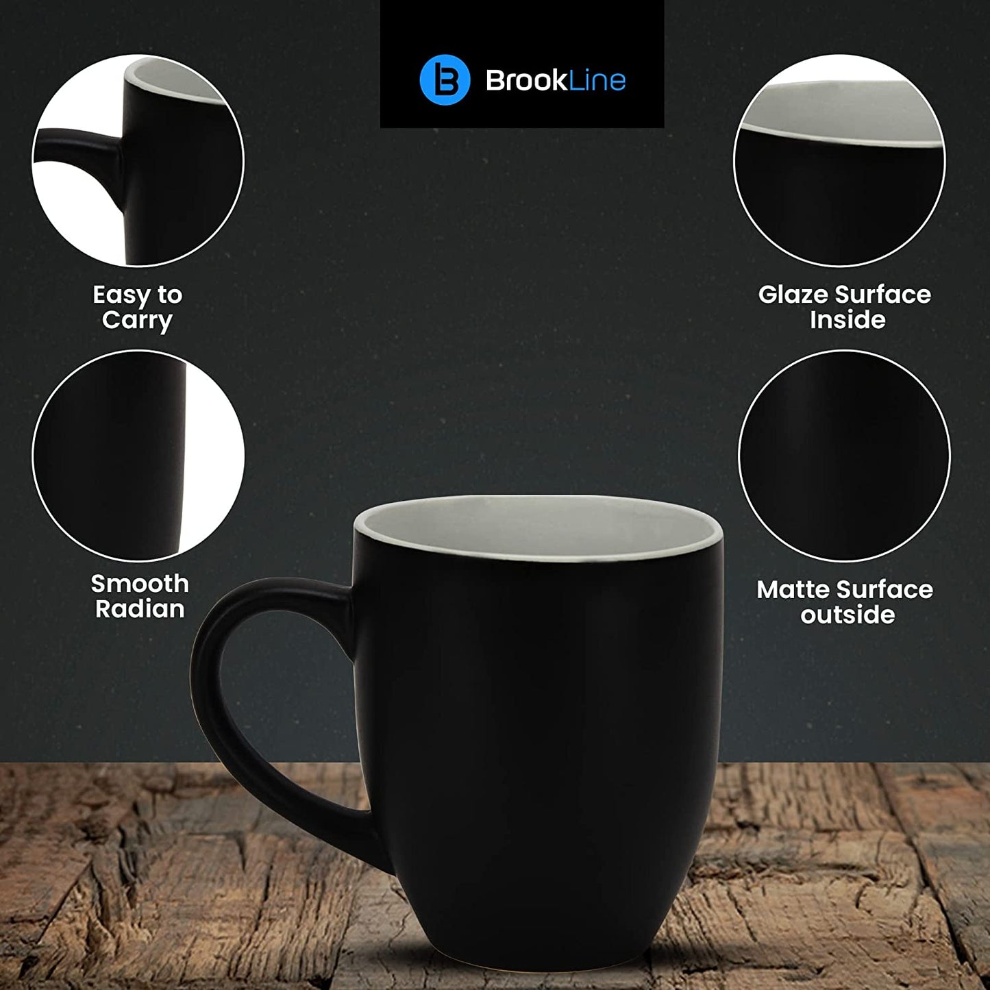 Ceramic coffee mug kept on a desk | Brookline Shop