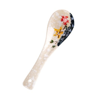 1pc Japanese-style Ceramic Spoon Children&#39;s Rice Spoon Kitchen Tableware Stir Spoon Soup Spoon