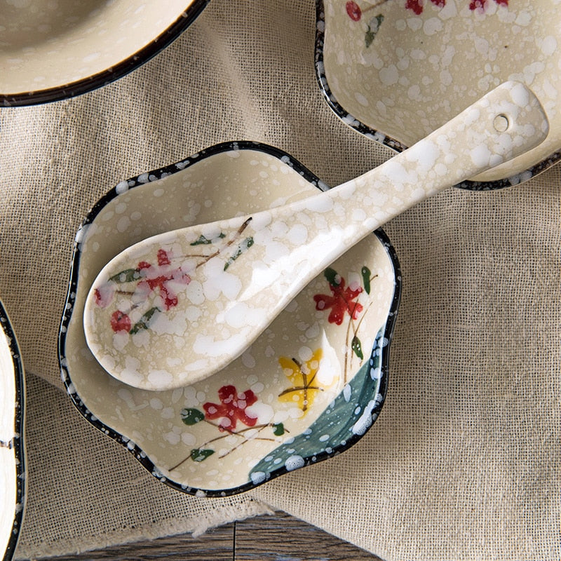 1pc Japanese-style Ceramic Spoon Children&#39;s Rice Spoon Kitchen Tableware Stir Spoon Soup Spoon