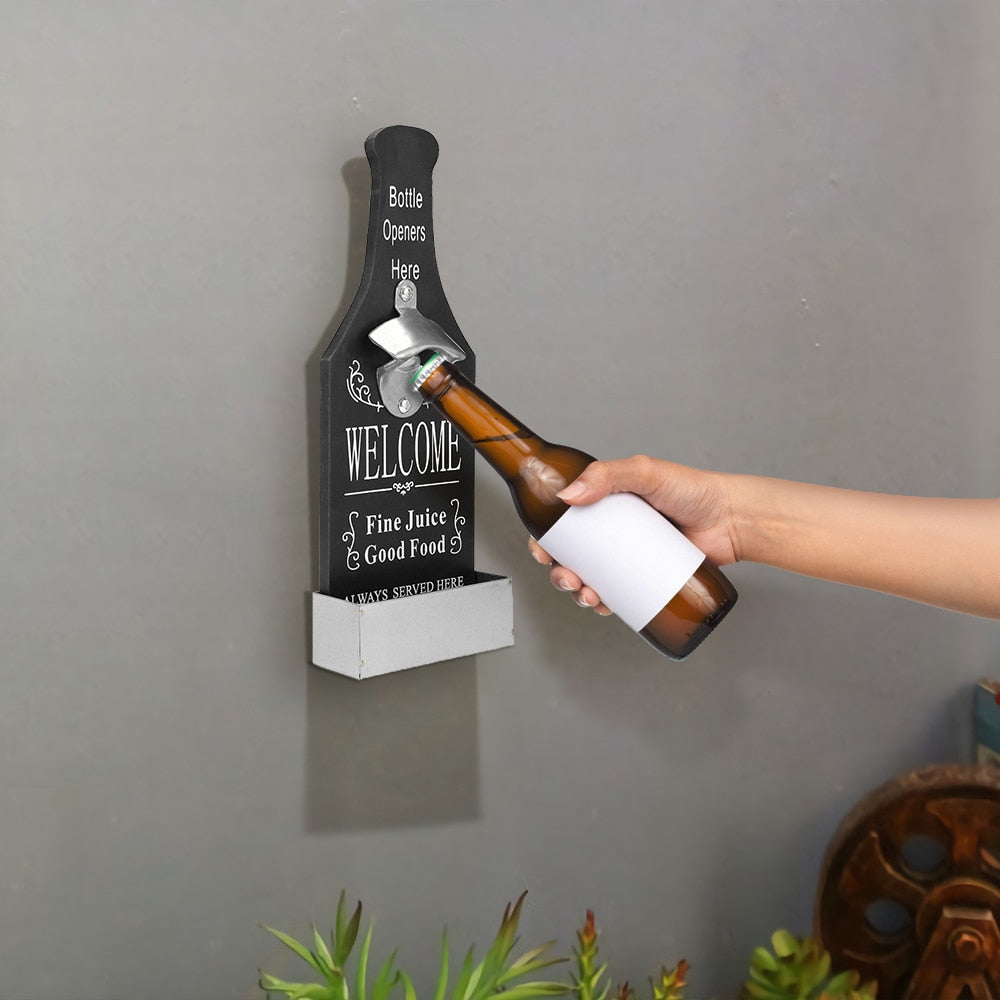 Creative Beer Bottle Opener Wood Wall Mounted