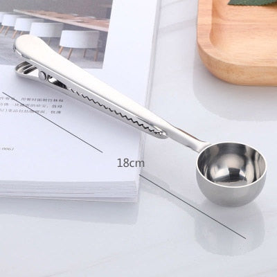Two-in-one Stainless Steel Coffee Spoon Sealing Clip