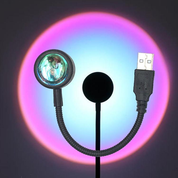 1x USB Sunset Lamp LED Rainbow Neon Night
