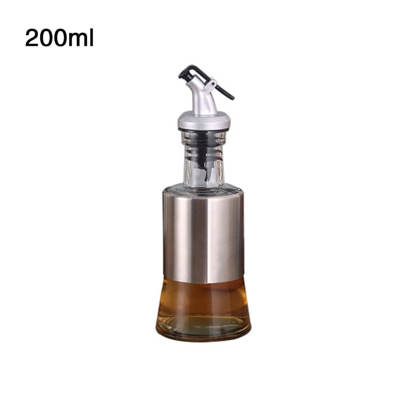 Kitchen Glass Oil Bottle Stainless Steel Leak-proof Dispenser