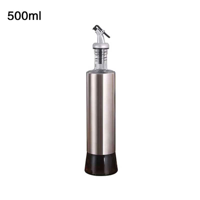 Kitchen Glass Oil Bottle Stainless Steel Leak-proof Dispenser